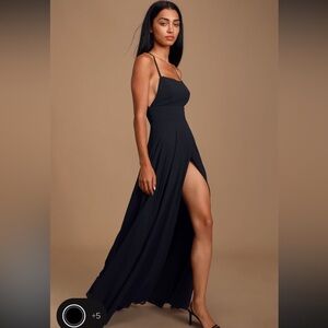Lulus Dreamy Romance Black Backless Maxi Dress